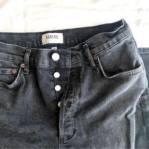 Agolde Nico High Rise Slim Distressed Jeans Cassette Black